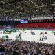 Arène du CHI de Genève avec piste de saut et public au Palexpo